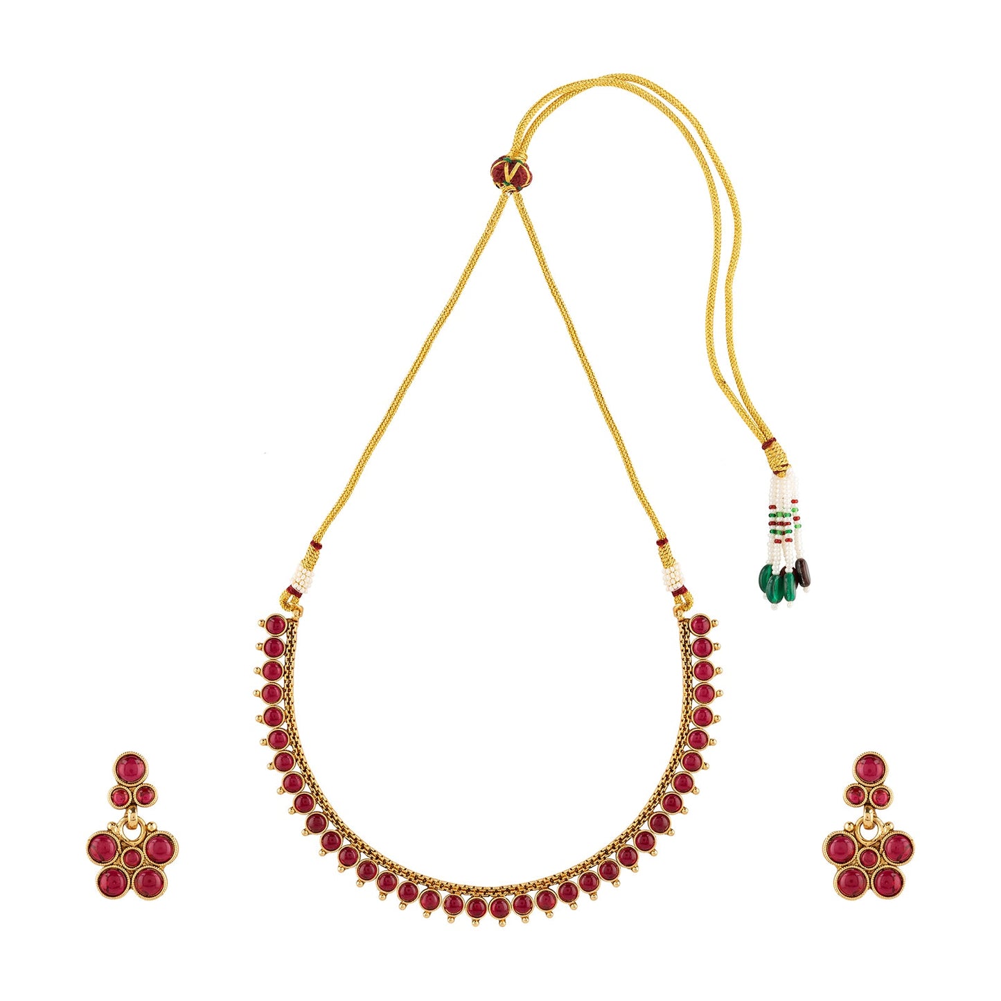 Teejh Urooj Ruby Gold Necklace Set