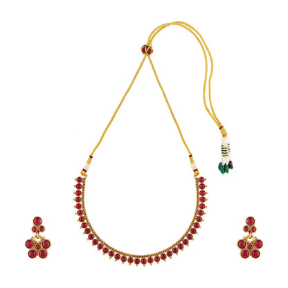 Teejh Urooj Ruby Gold Necklace Set