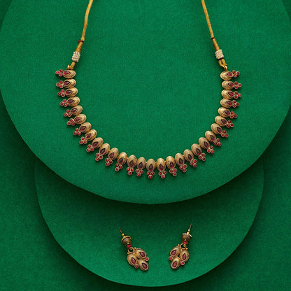 Teejh Kashvini Ruby Gold Necklace Set
