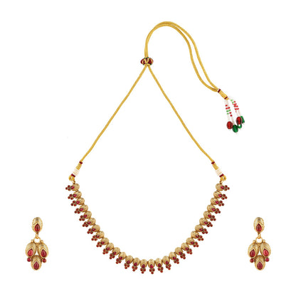 Teejh Kashvini Ruby Gold Necklace Set