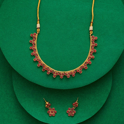 Teejh Vismaya Ruby Gold Necklace Set