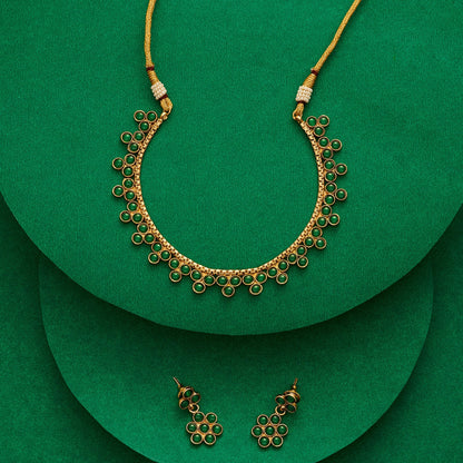 Teejh Madhulika Green Gold Necklace Set