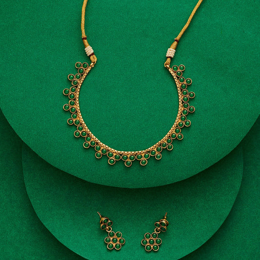 Teejh Madhulika Green Gold Necklace Set