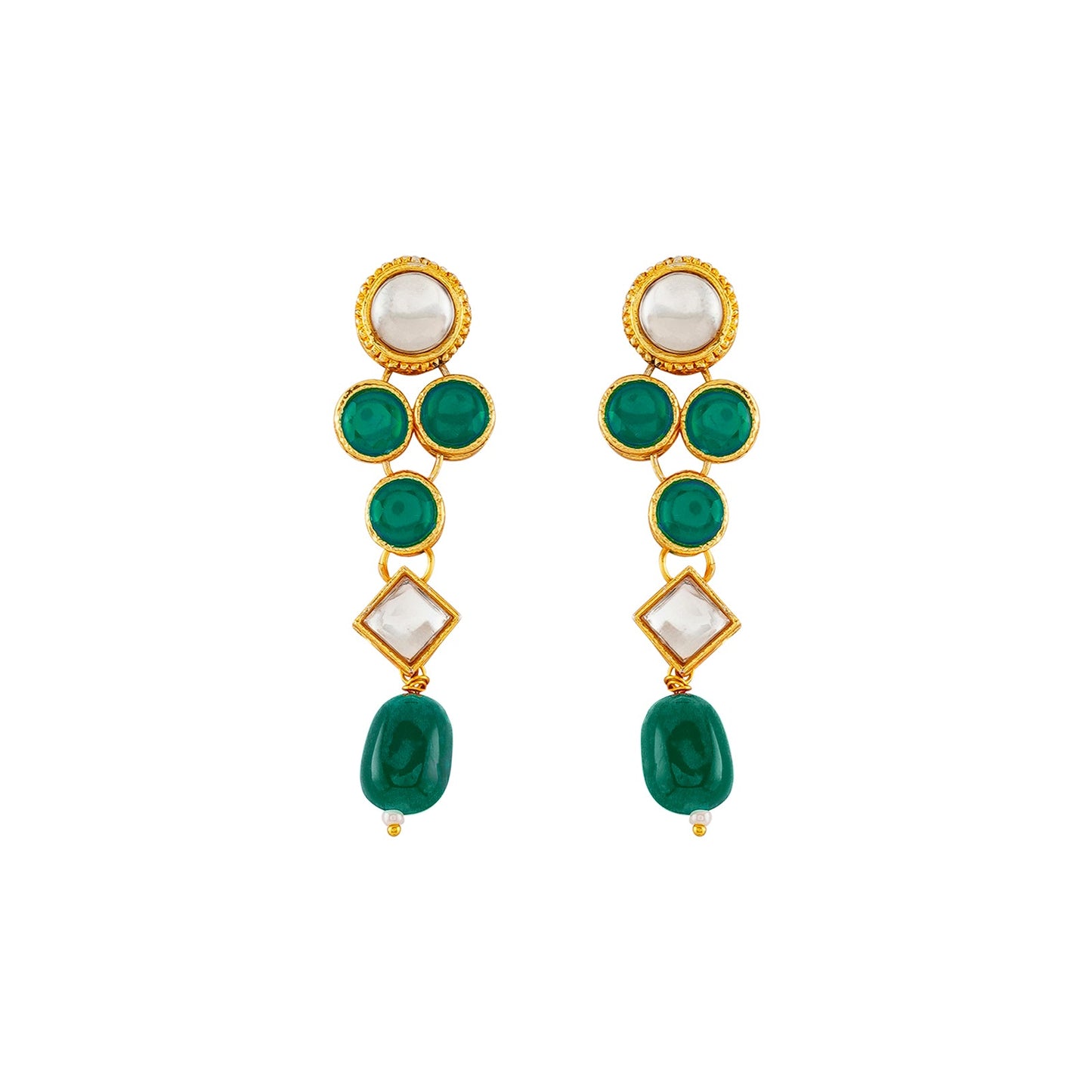 Teejh Reya Green Gold Necklace Set