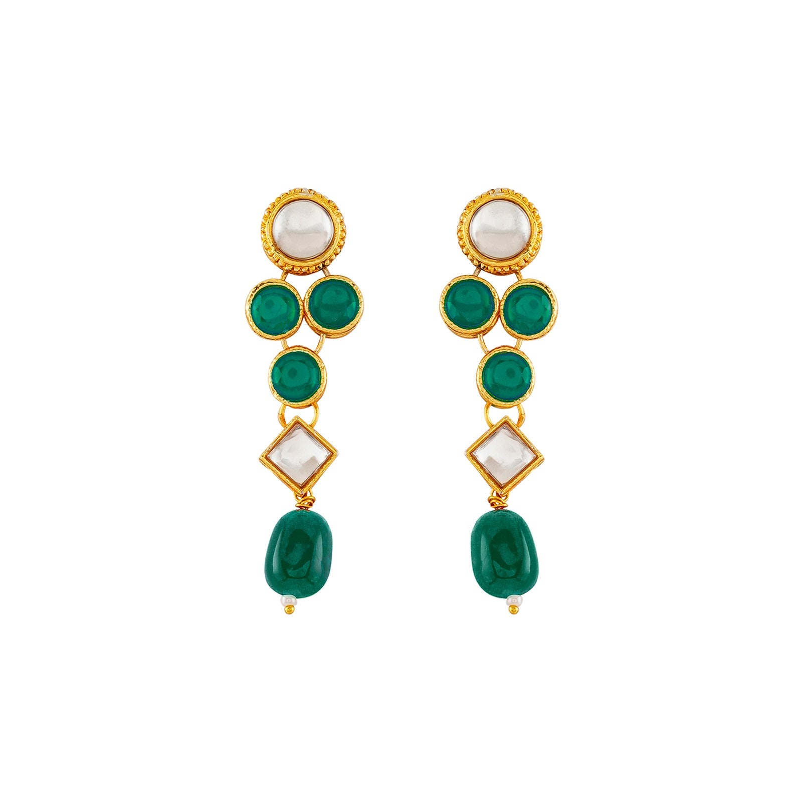 Teejh Reya Green Gold Necklace Set