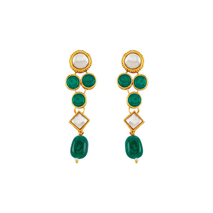 Teejh Reya Green Gold Necklace Set