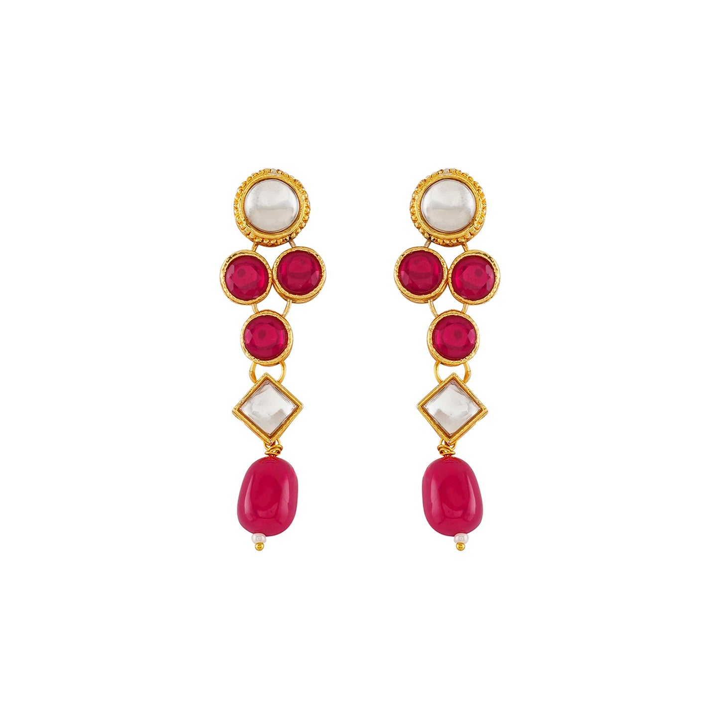 Teejh Vrushti Ruby Gold Necklace Set