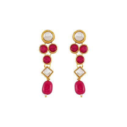 Teejh Vrushti Ruby Gold Necklace Set