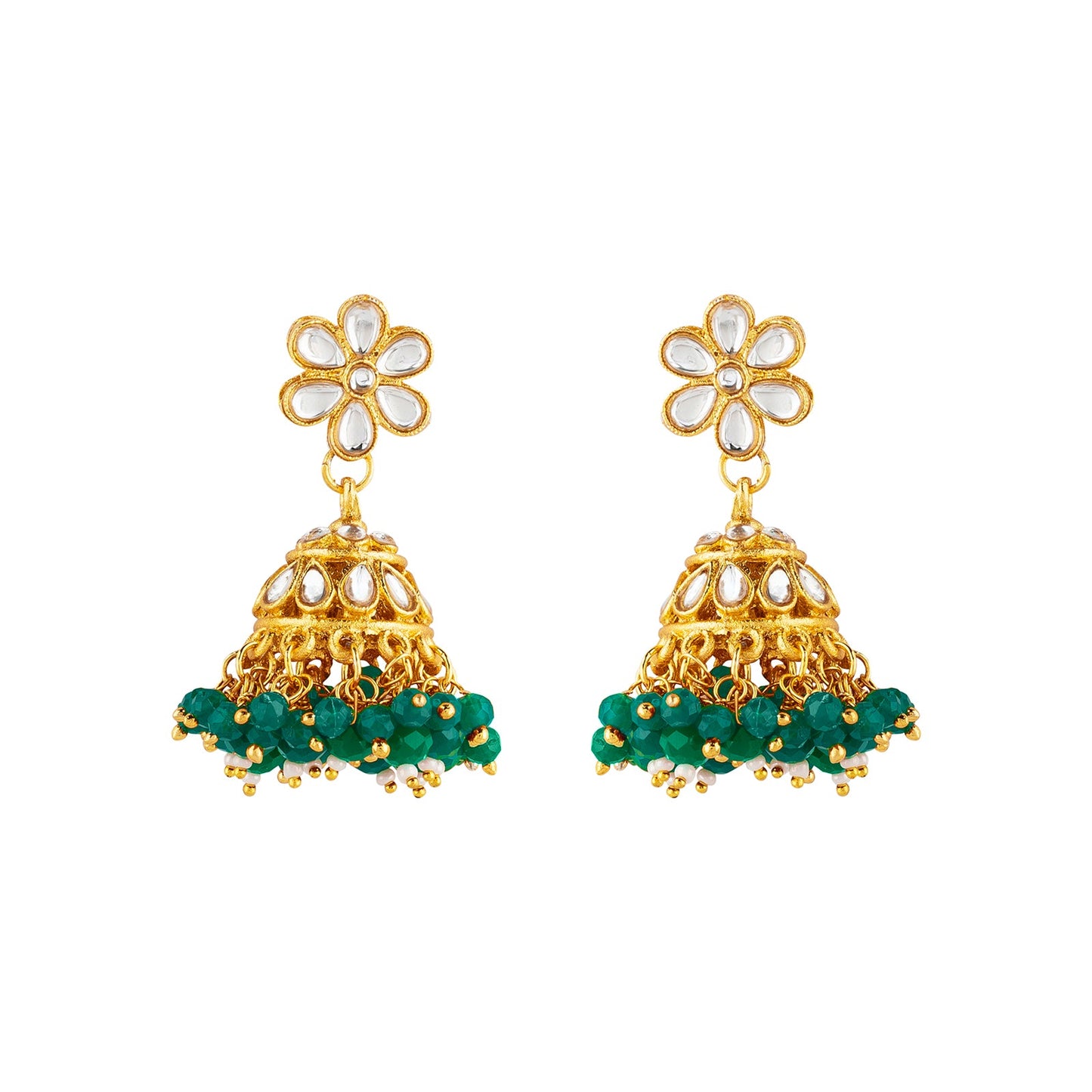 Teejh Tithi Green Gold Necklace Set