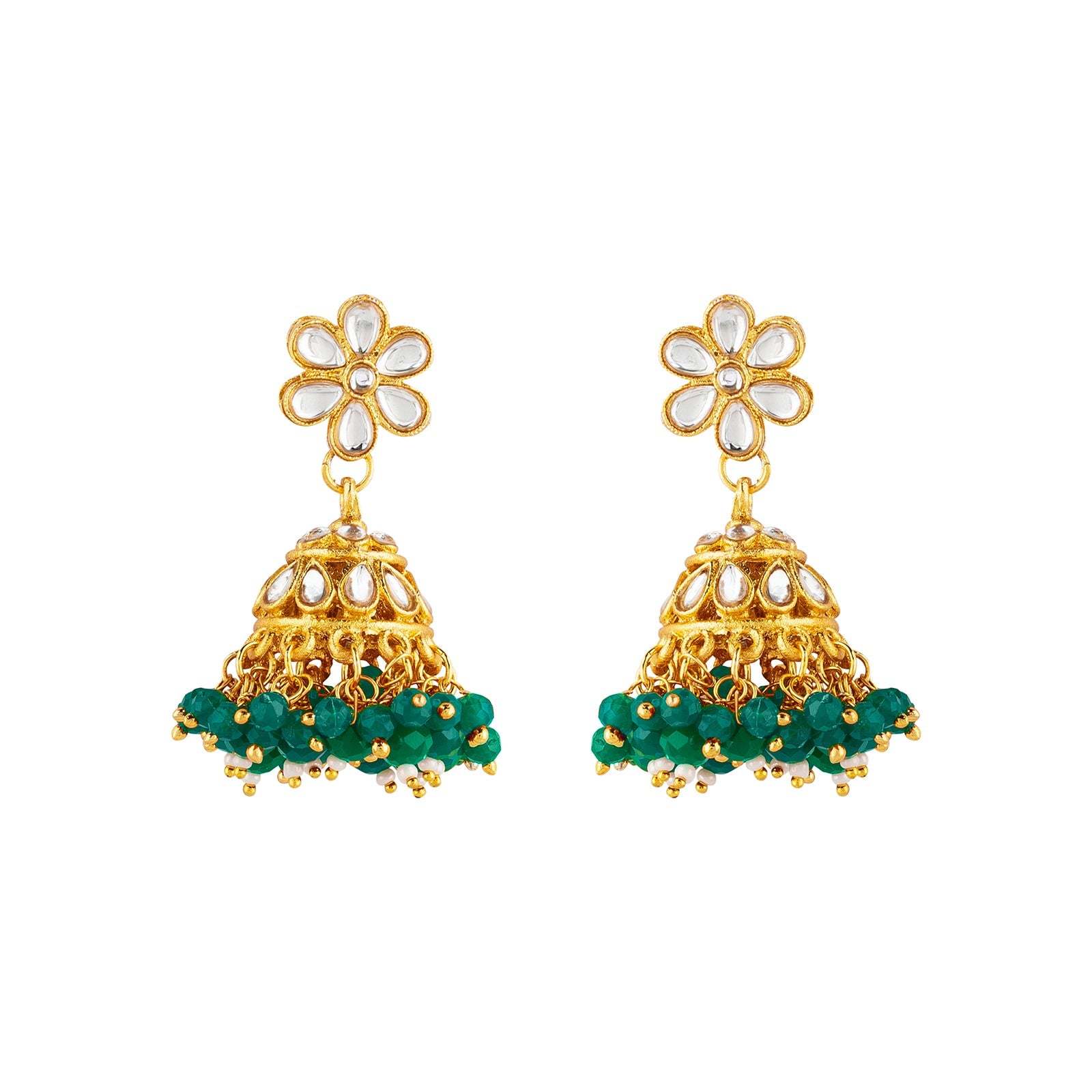 Teejh Tithi Green Gold Necklace Set
