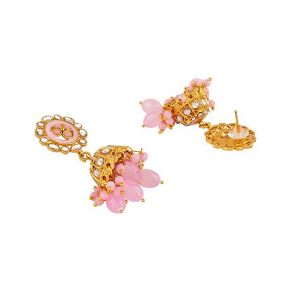 Teejh Vrushali Pastel Pink Gold Necklace Set