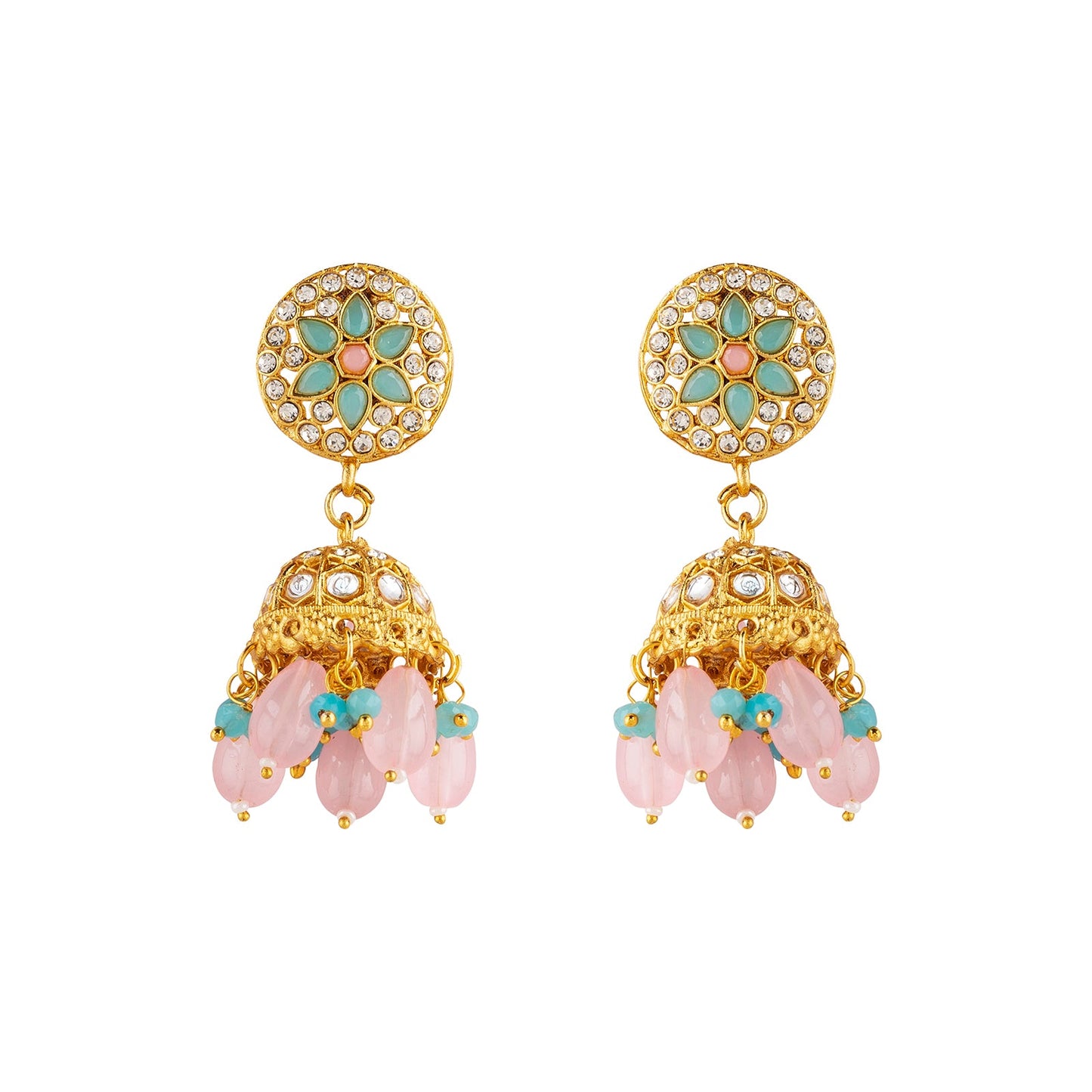 Teejh Nabhya Blue and Pink Gold Necklace Set