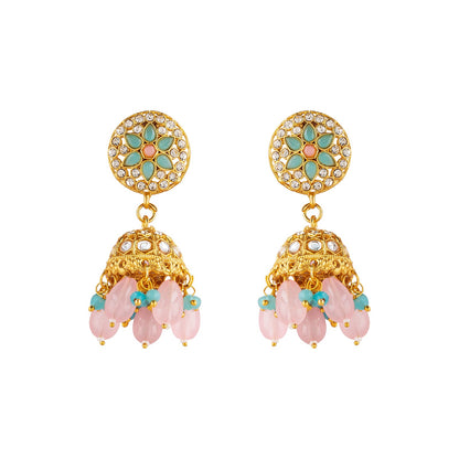 Teejh Nabhya Blue and Pink Gold Necklace Set