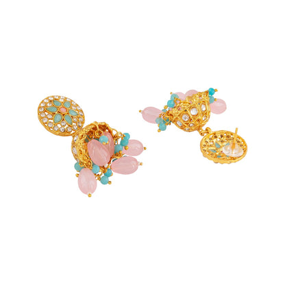 Teejh Nabhya Blue and Pink Gold Necklace Set
