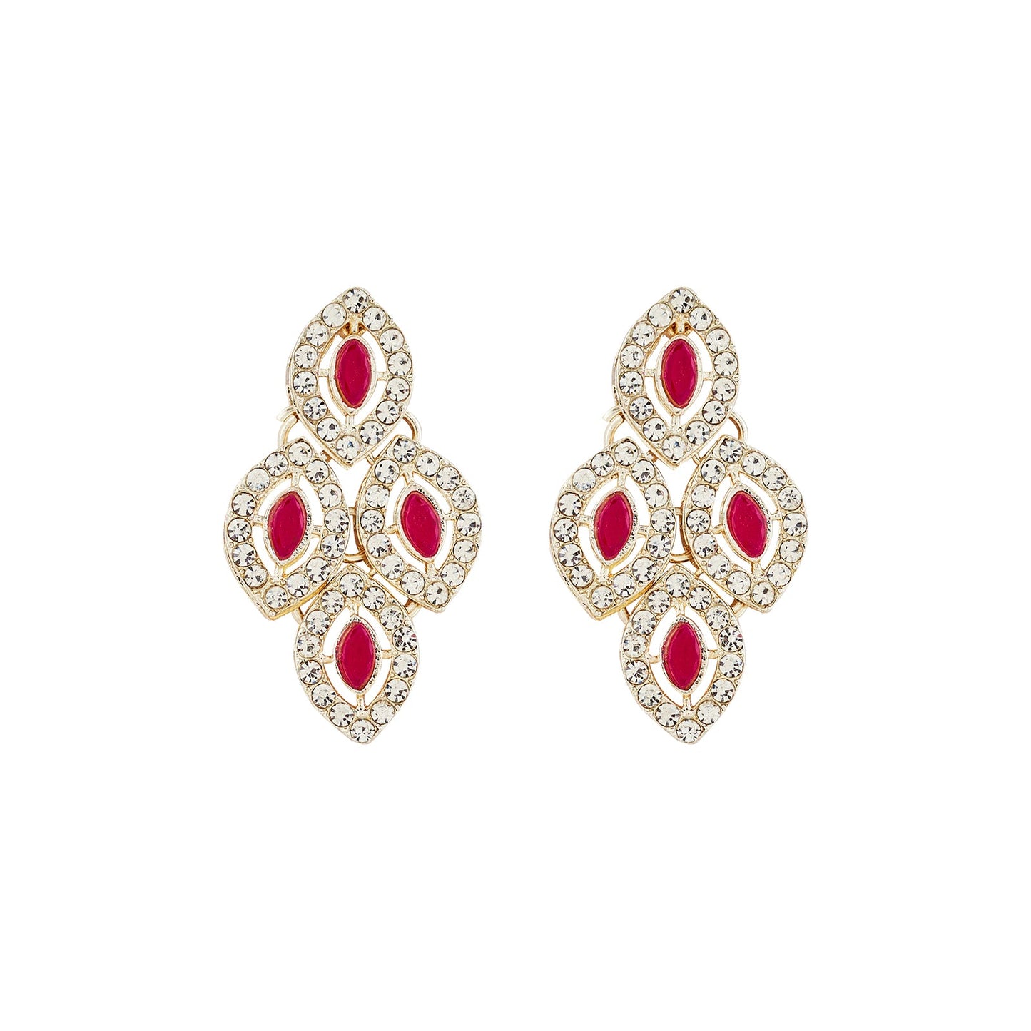 Teejh Kiya Silver Red Necklace Set