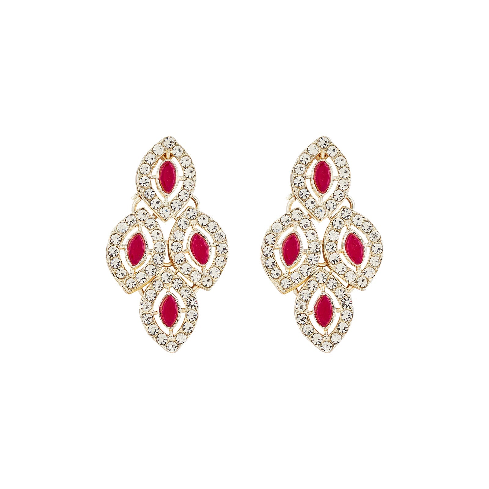Teejh Kiya Silver Red Necklace Set