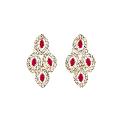Teejh Kiya Silver Red Necklace Set