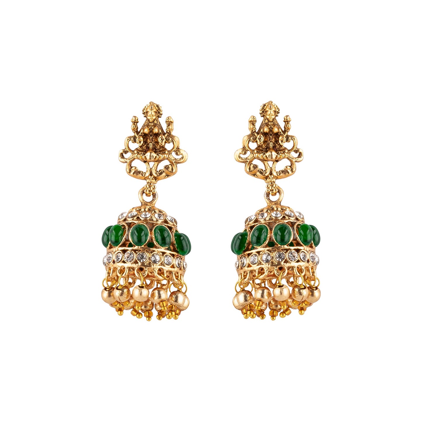Teejh Chaitanya Gold Finish Green Necklace Set