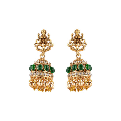 Teejh Chaitanya Gold Finish Green Necklace Set