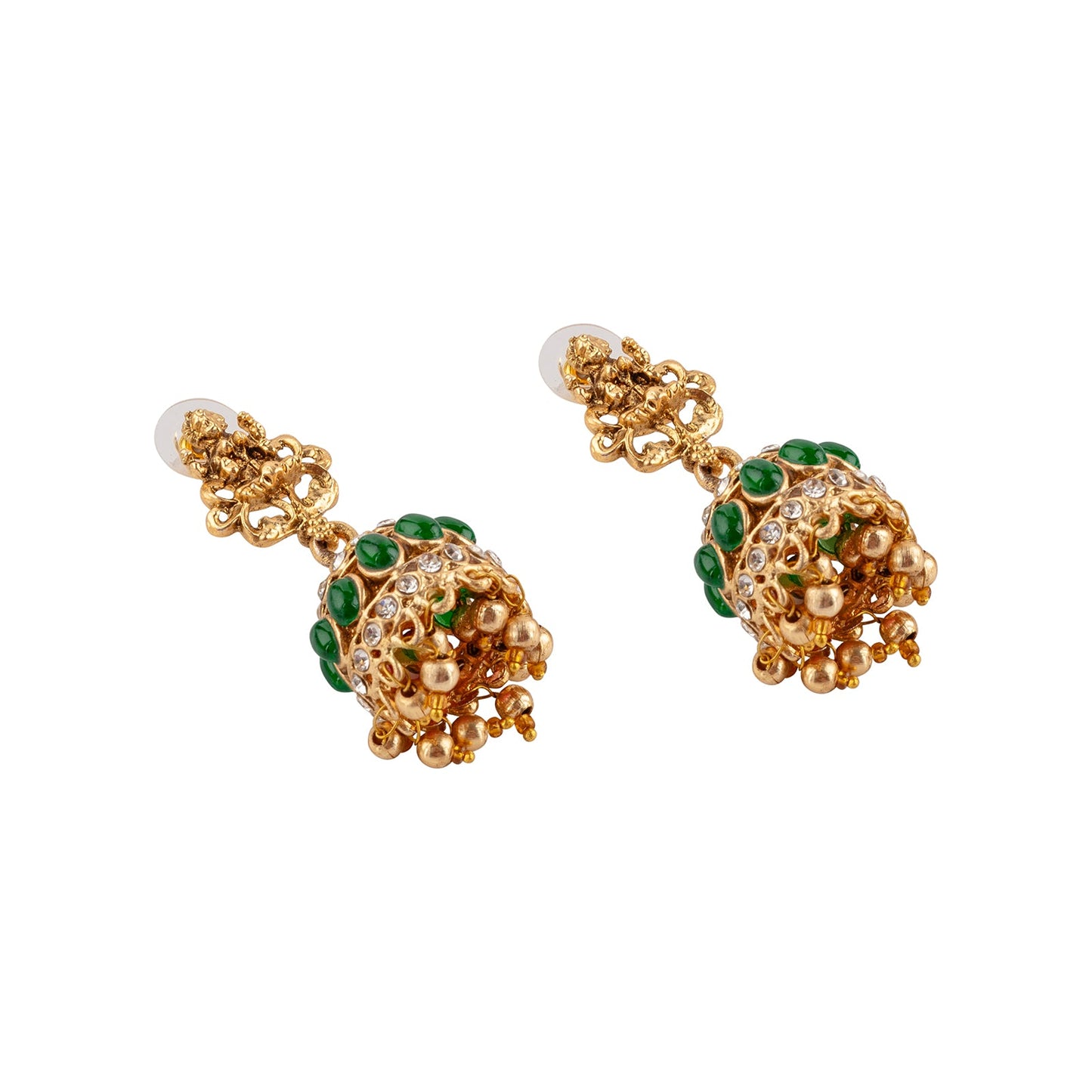 Teejh Chaitanya Gold Finish Green Necklace Set