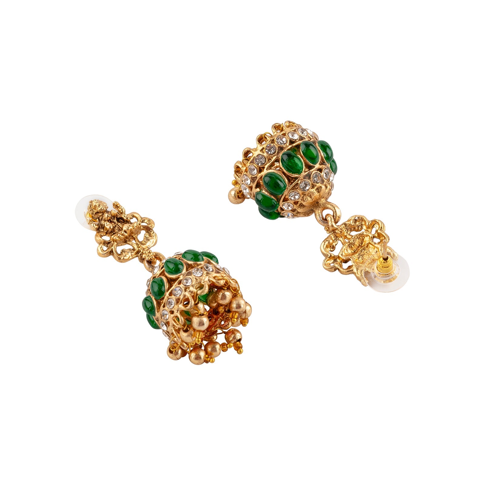 Teejh Chaitanya Gold Finish Green Necklace Set