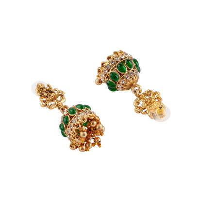 Teejh Chaitanya Gold Finish Green Necklace Set