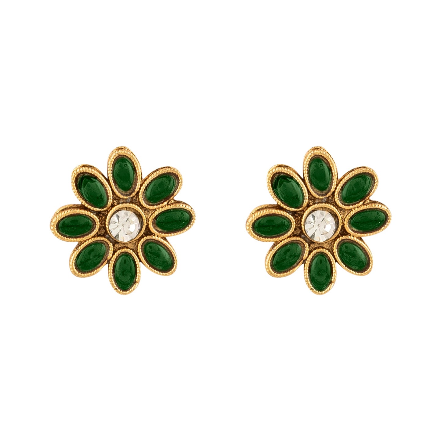 Teejh Ishanya Gold Finish Green Necklace Set