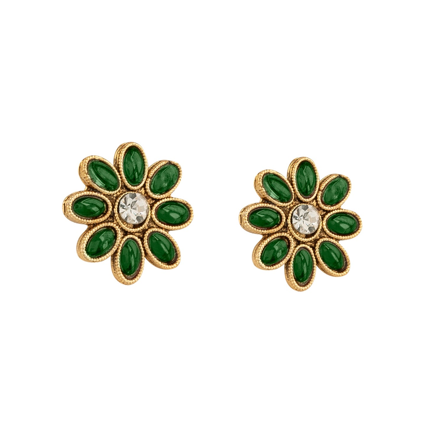 Teejh Ishanya Gold Finish Green Necklace Set