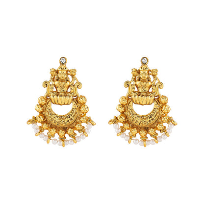 Teejh Aishna White Antique Gold Earrings