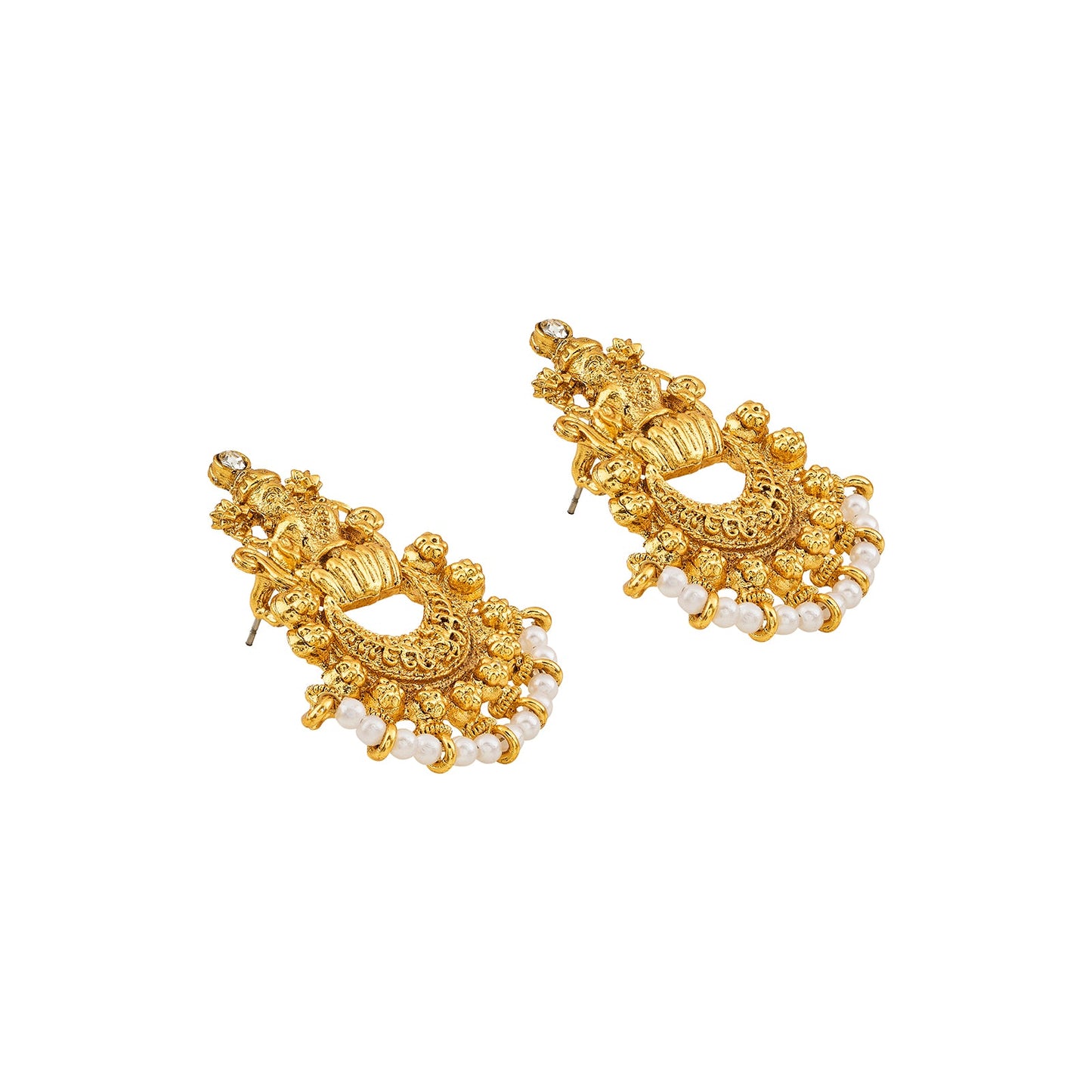 Teejh Aishna White Antique Gold Earrings