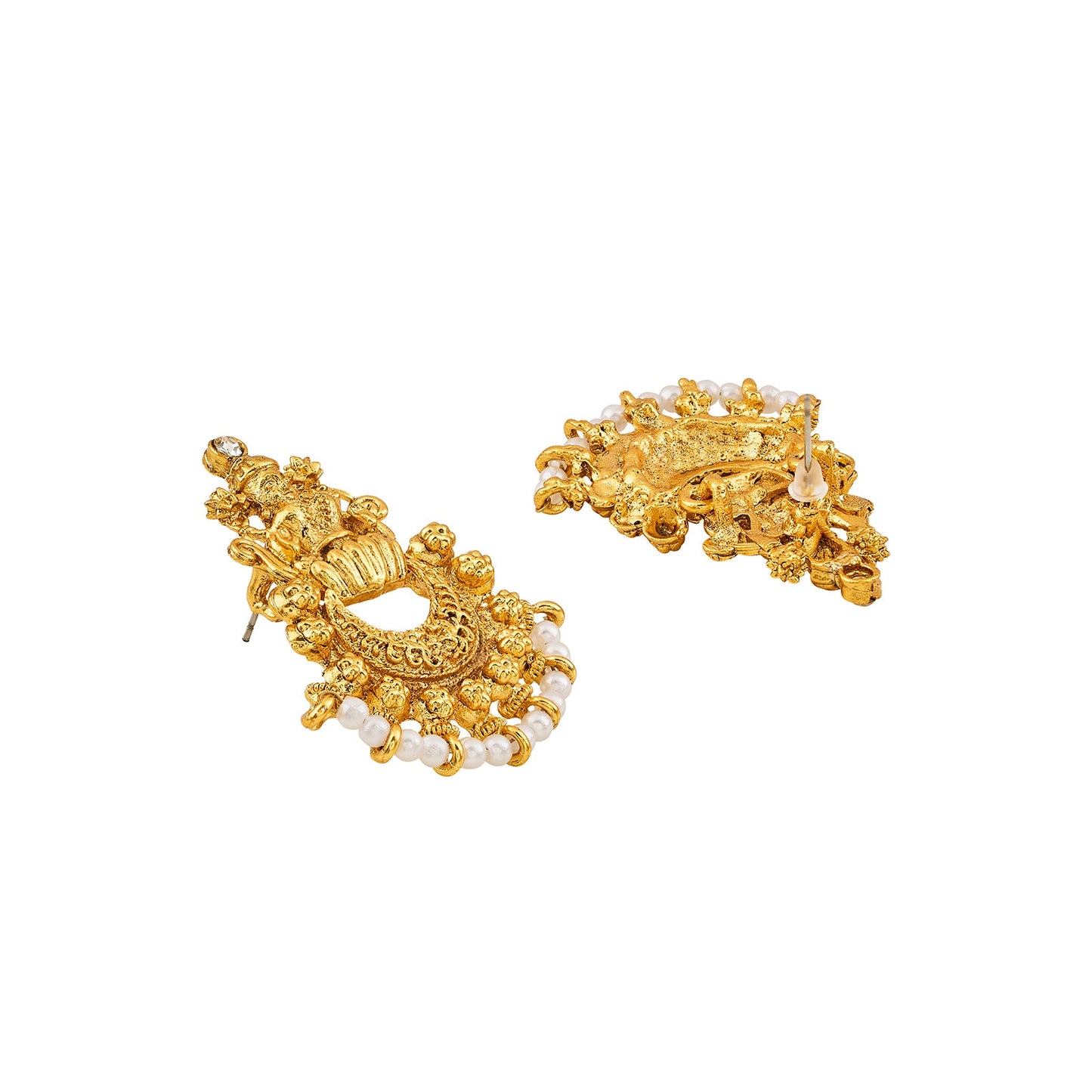 Teejh Aishna White Antique Gold Earrings