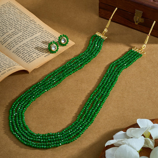 Teejh Surili Green Beads Necklace Set