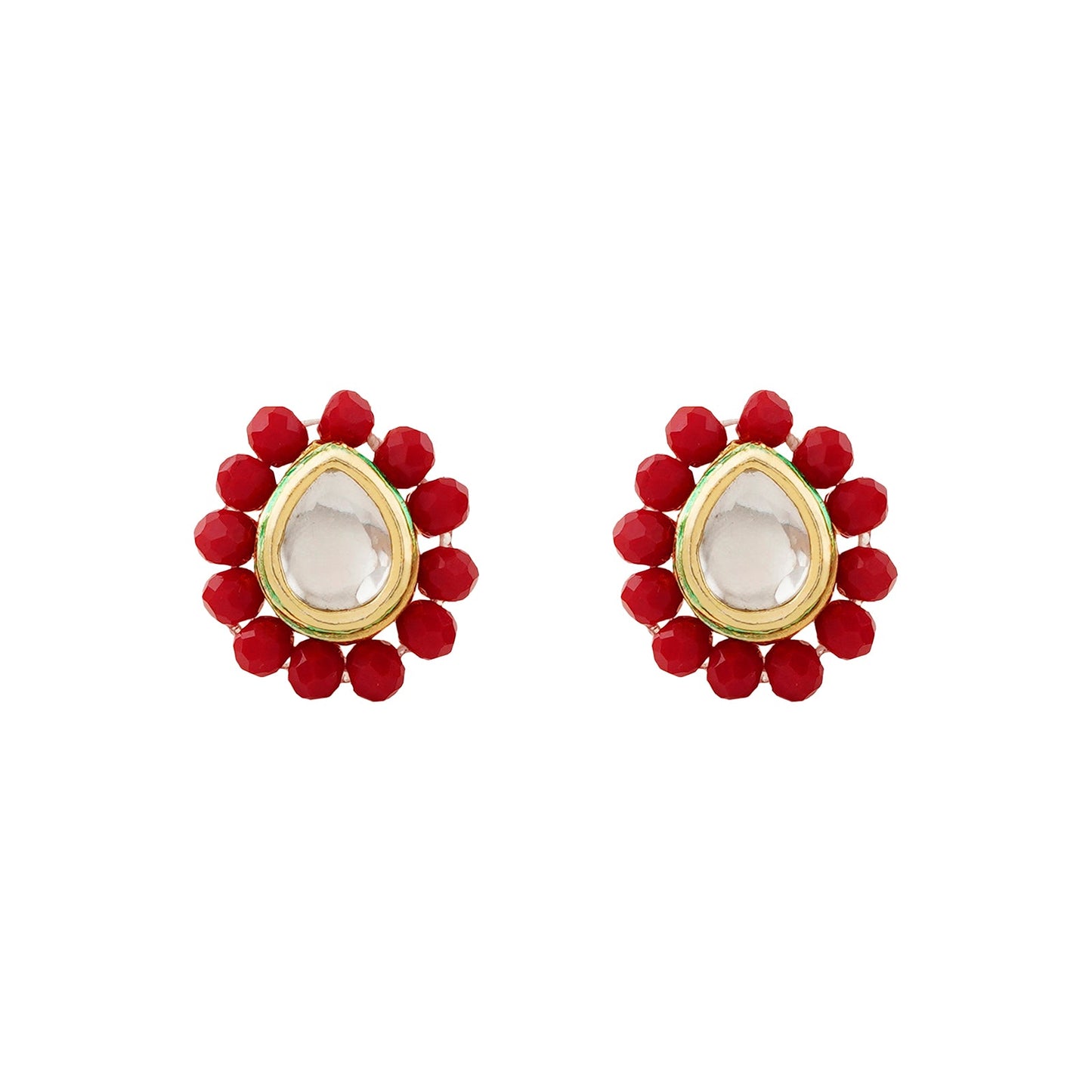 Teejh  Surili Red Beads Necklace Set