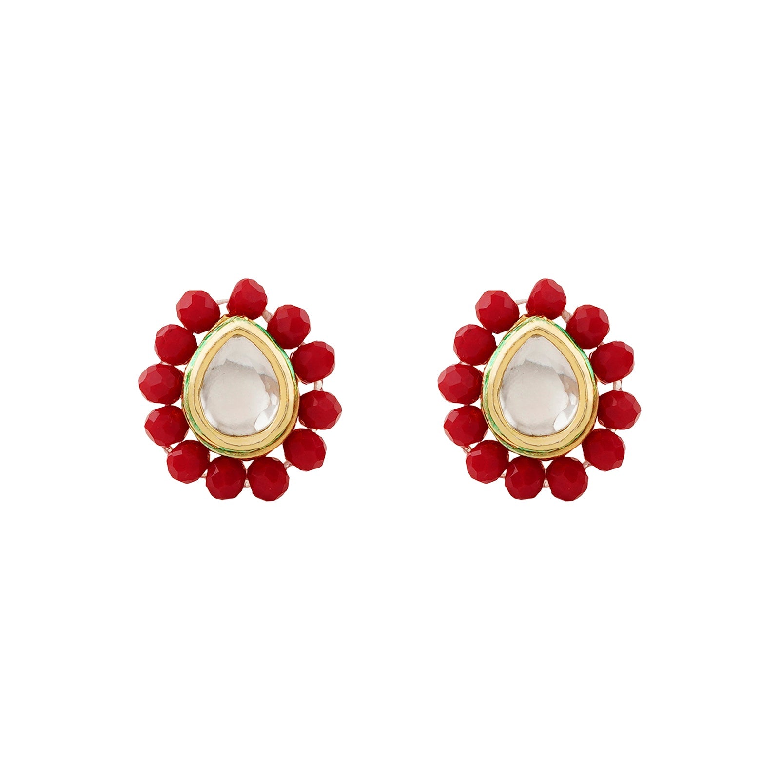Teejh  Surili Red Beads Necklace Set