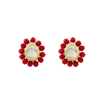 Teejh  Surili Red Beads Necklace Set