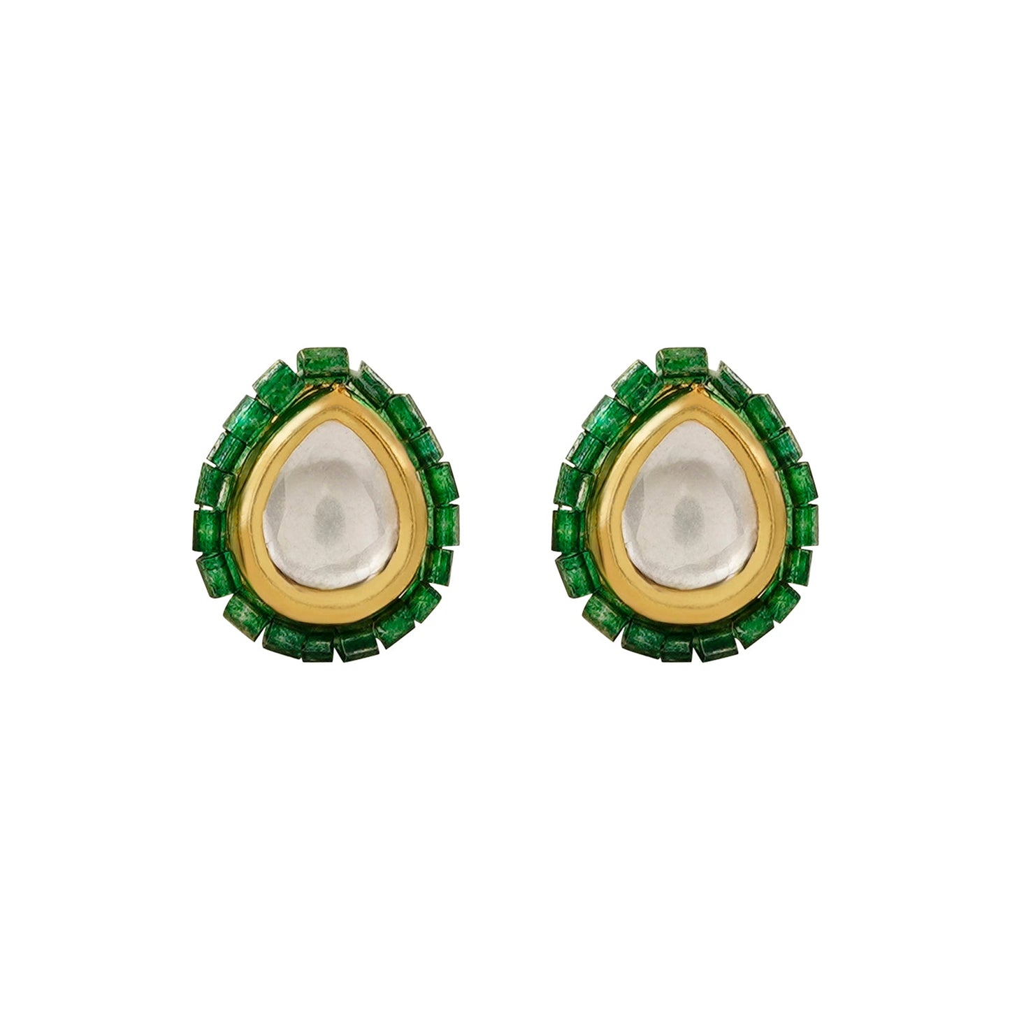 Teejh Noorani White- Green Beads Necklace set