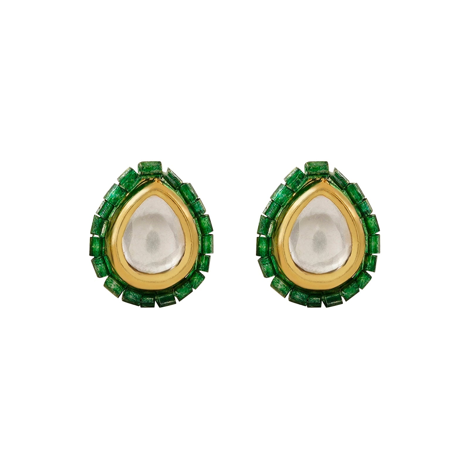 Teejh Noorani White- Green Beads Necklace set