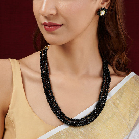 Teejh Nithila Black Beaded Necklace Set