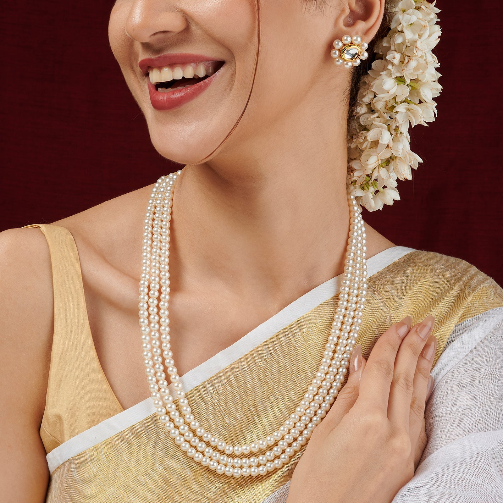 Teejh Nithila Pearl Beaded Necklace Set