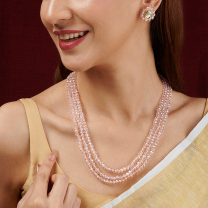 Teejh Nithila Pink Beaded Necklace Set