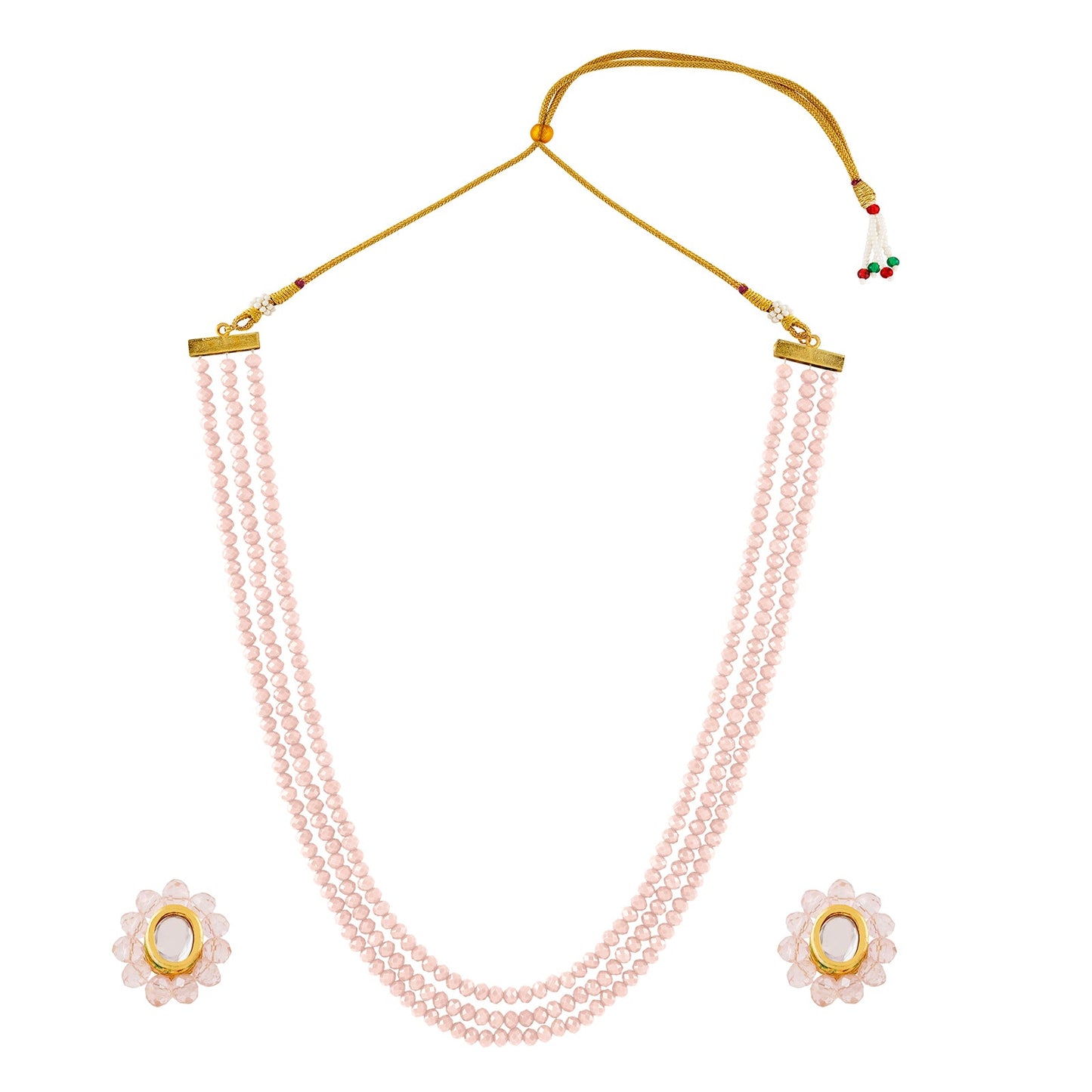 Teejh Nithila Pink Beaded Necklace Set