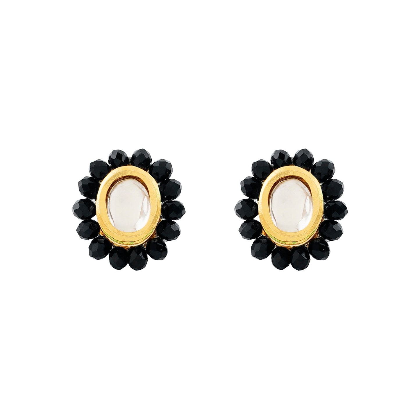 Teejh  Anmol White and Black beaded Necklace set