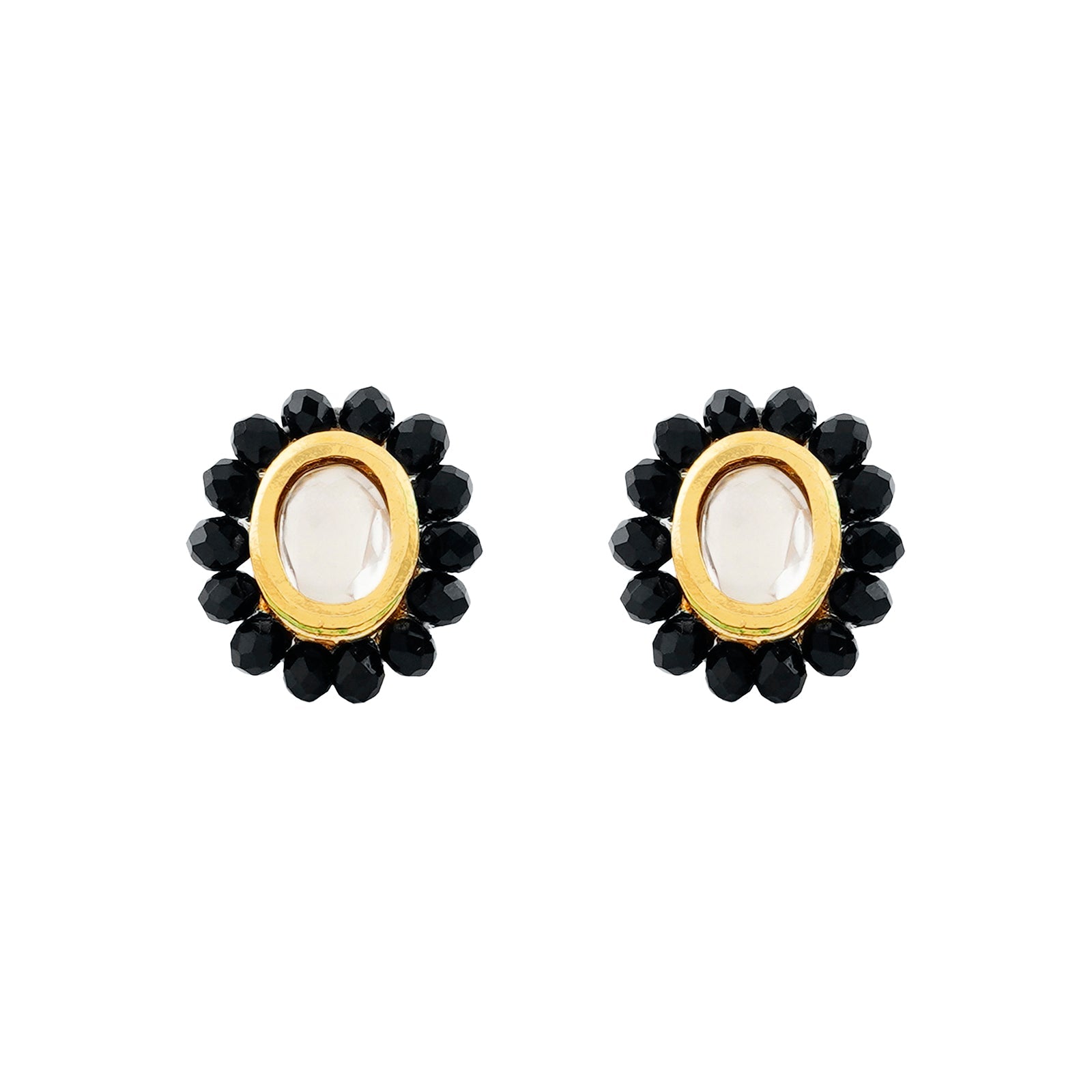 Teejh  Anmol White and Black beaded Necklace set