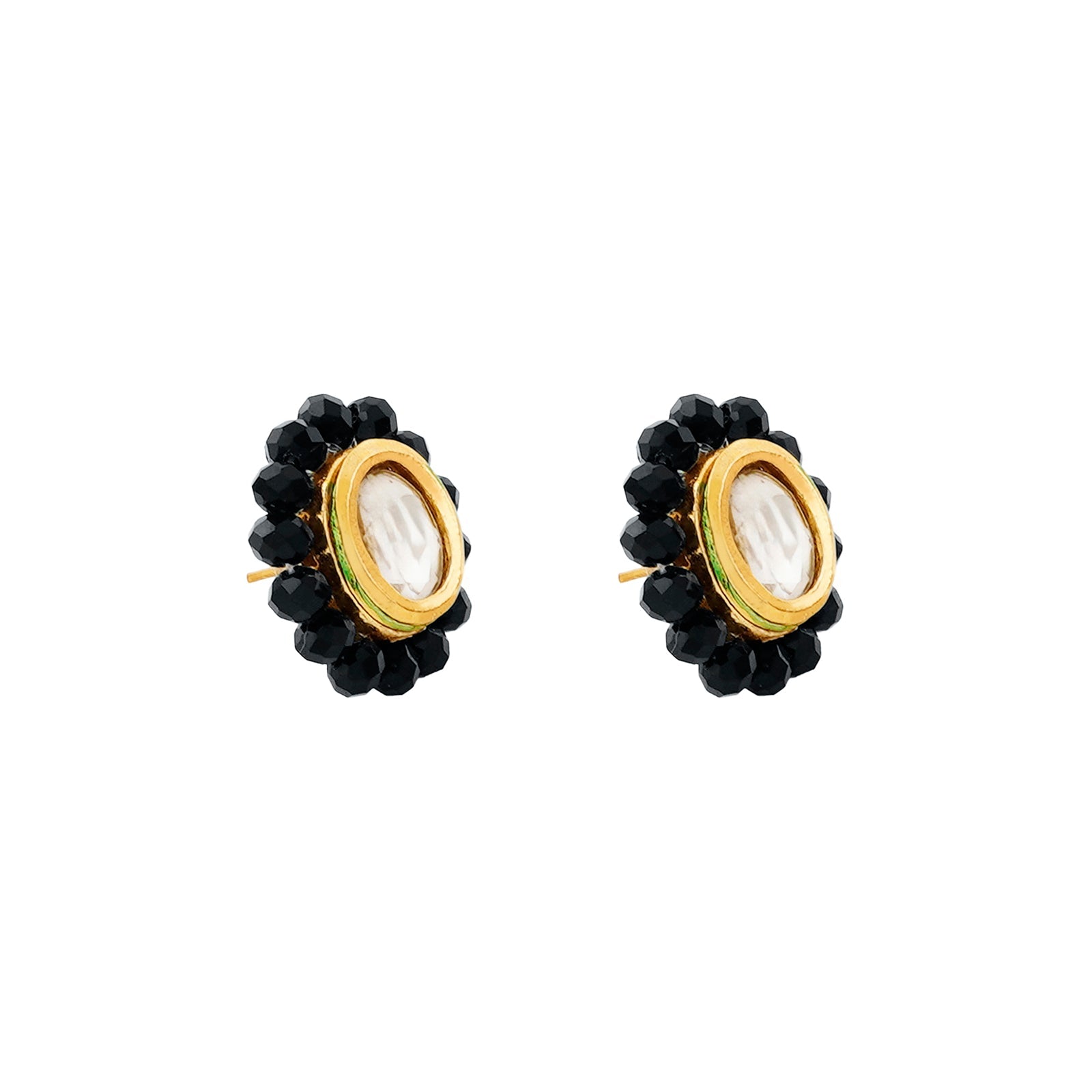 Teejh  Anmol White and Black beaded Necklace set