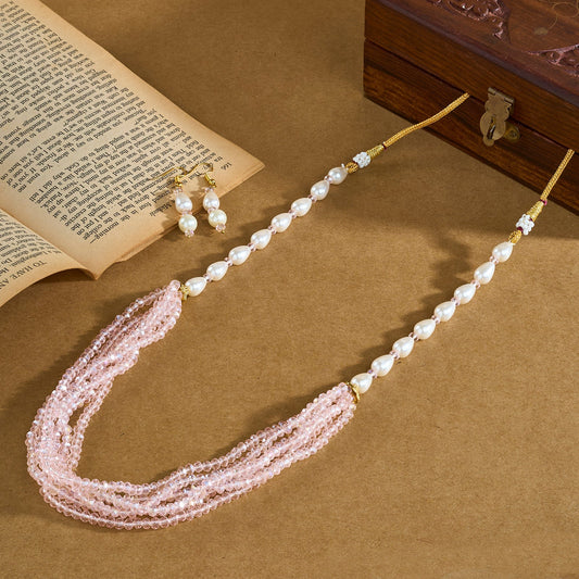 Teejh Chakra White and Pink beaded Necklace Set