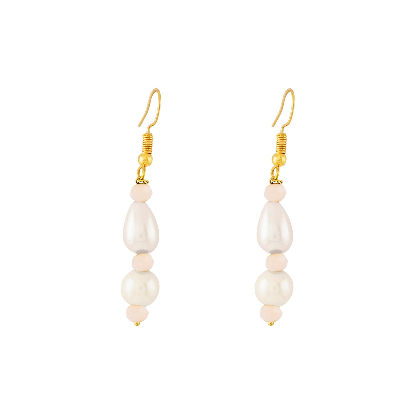 Teejh Chakra White and Peach beaded Necklace Set