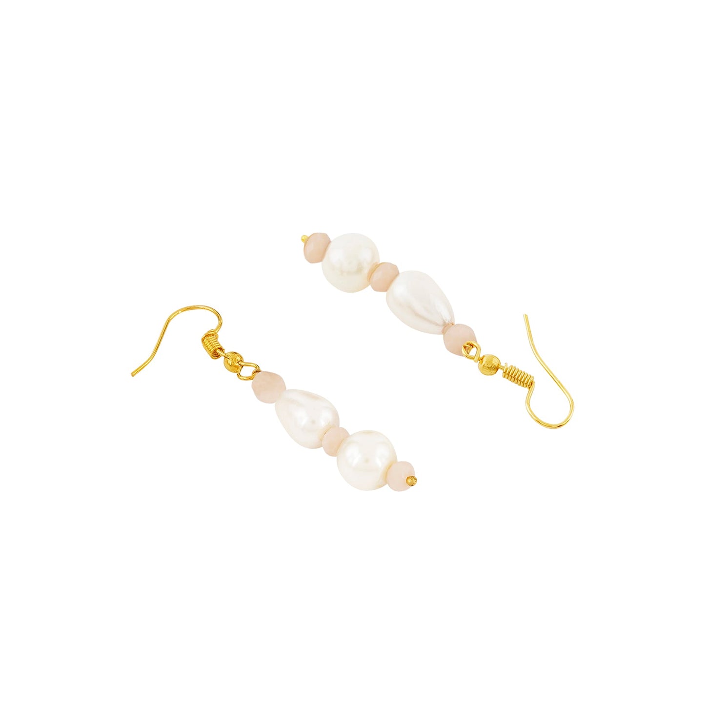Teejh Chakra White and Peach beaded Necklace Set