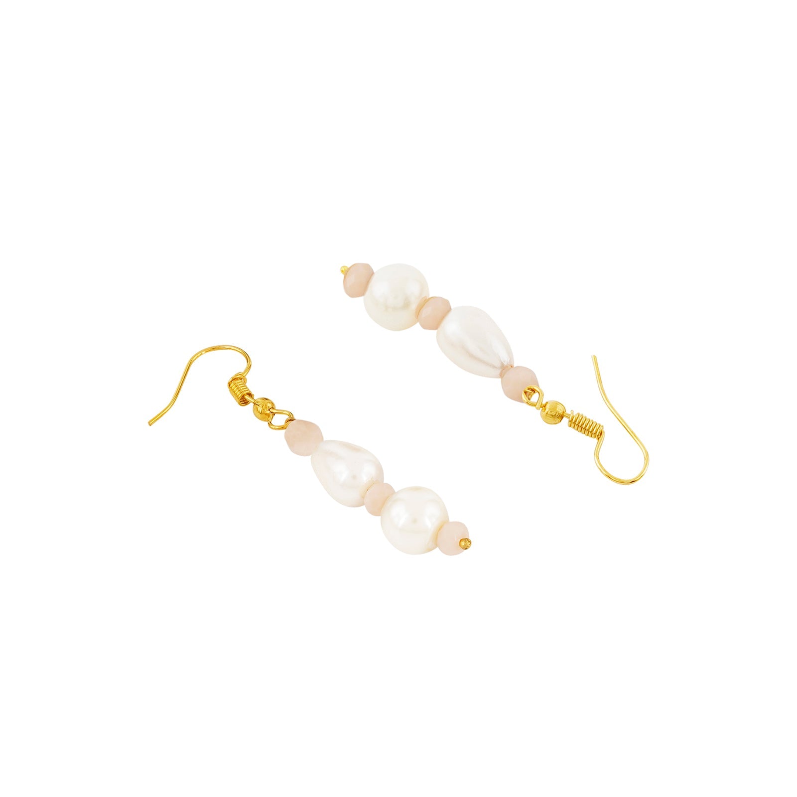 Teejh Chakra White and Peach beaded Necklace Set