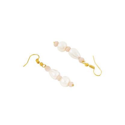 Teejh Chakra White and Peach beaded Necklace Set