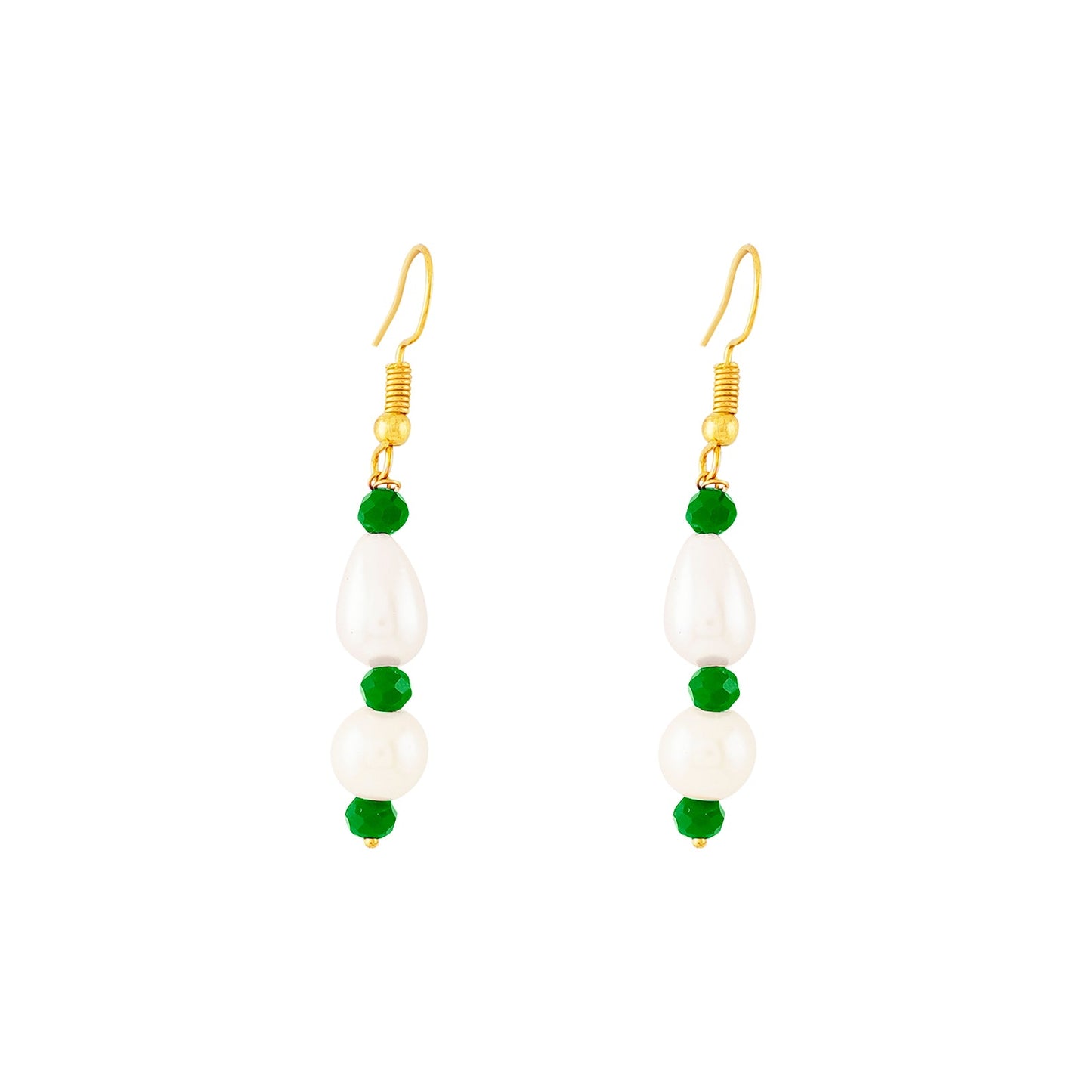 Teejh Chakra White and Green beaded Necklace Set